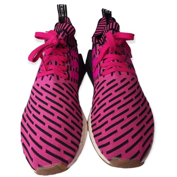 Adidas NMD R2 Primeknit Running Shoes Japanese Shock Pink BY9697 Mens Size 12 - Picture 3 of 8